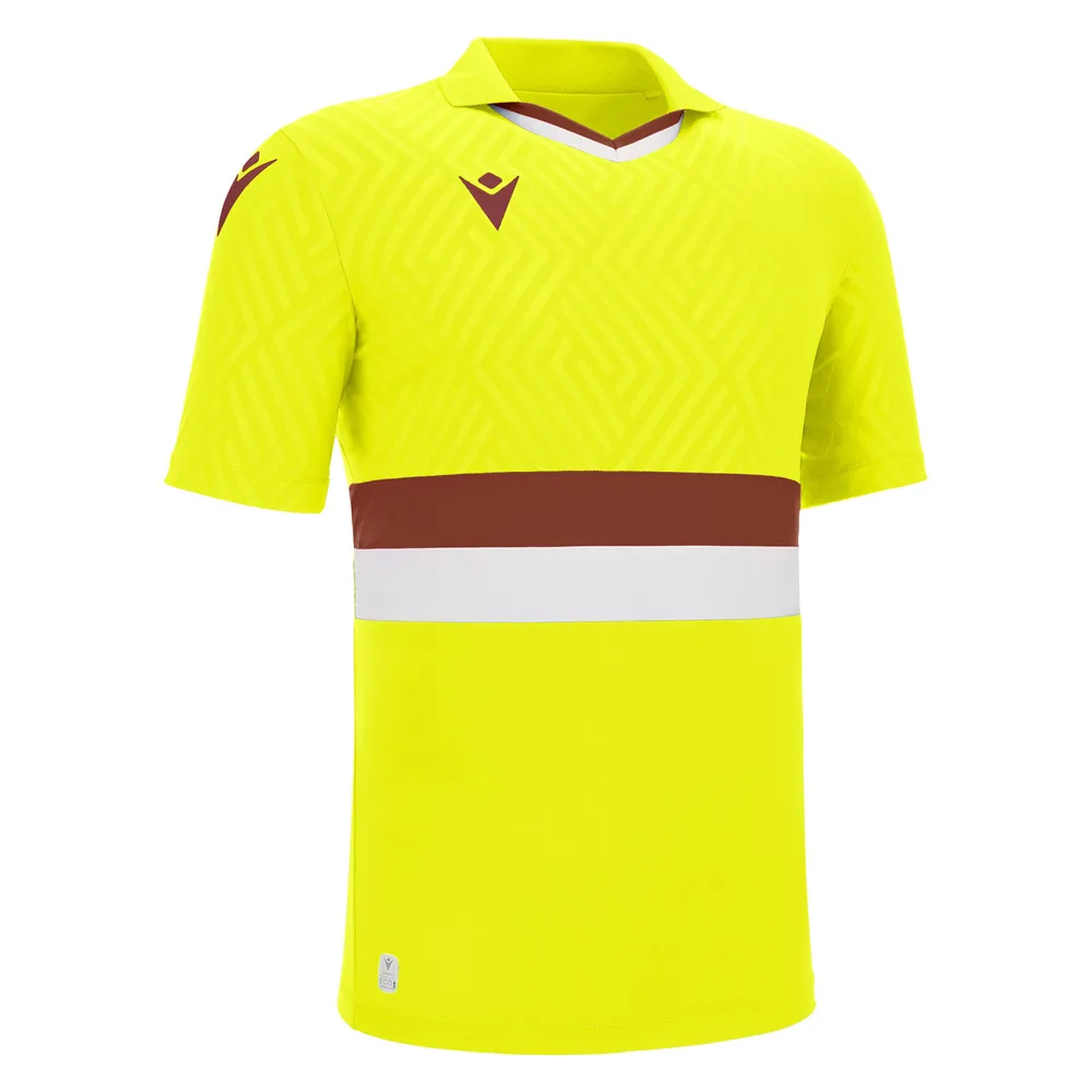 Tricou fotbal Macron Charon eco, Galben Fluo / Visiniu / Alb - imagine 1