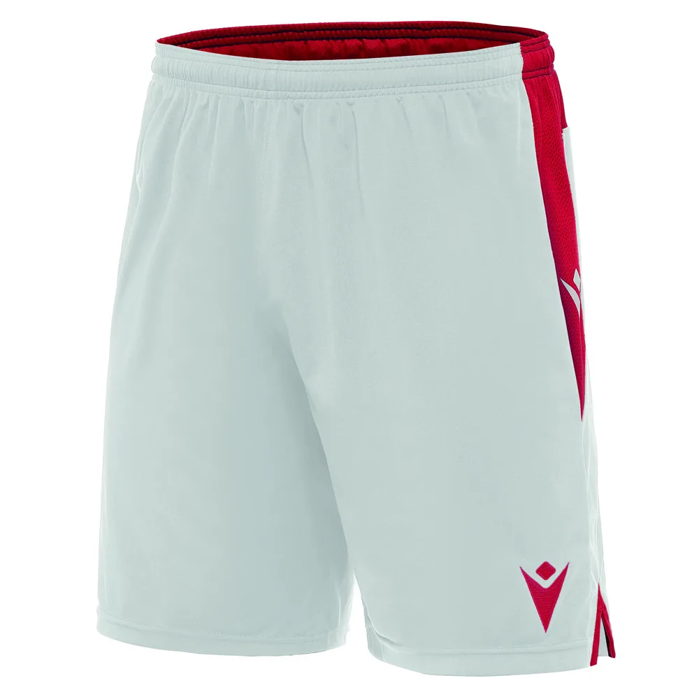 Pantaloni scurti fotbal Macron Tempel, Alb / Rosu - imagine 1