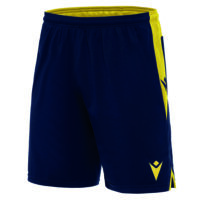 Pantaloni scurti fotbal Macron Tempel, Bleumarin / Galben