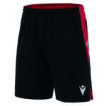 Pantaloni scurti fotbal Macron Tempel, Negru / Rosu