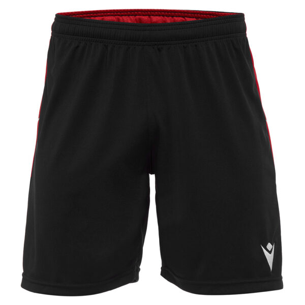 Pantaloni scurti fotbal Macron Tempel, Negru / Rosu - imagine 2