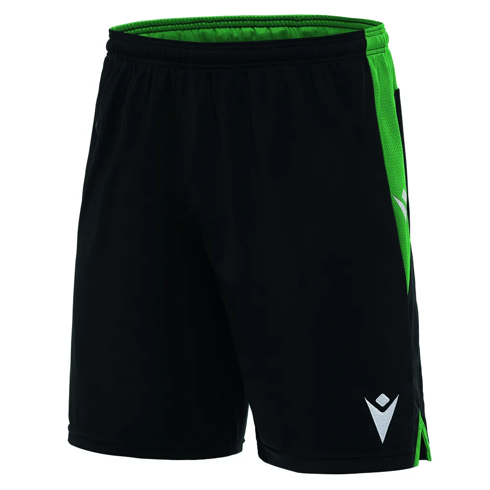 Pantaloni scurti fotbal Macron Tempel, Negru / Verde - imagine 1