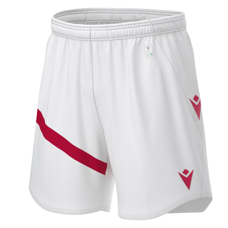 Pantaloni scurti fotbal Macron Shen eco, Alb / Rosu