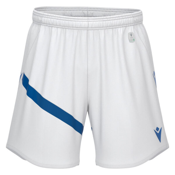 Pantaloni scurti fotbal Macron Shen eco, Alb / Albastru Royal - imagine 2