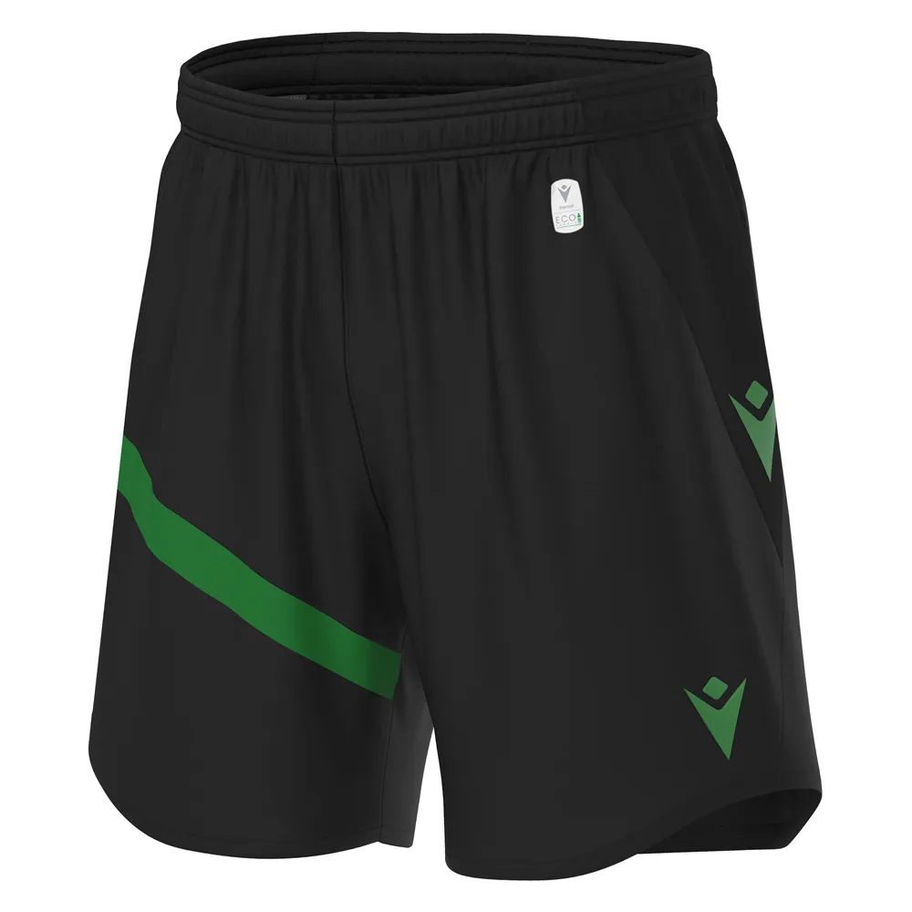 Pantaloni scurti fotbal Macron Shen eco, Negru / Verde - imagine 1