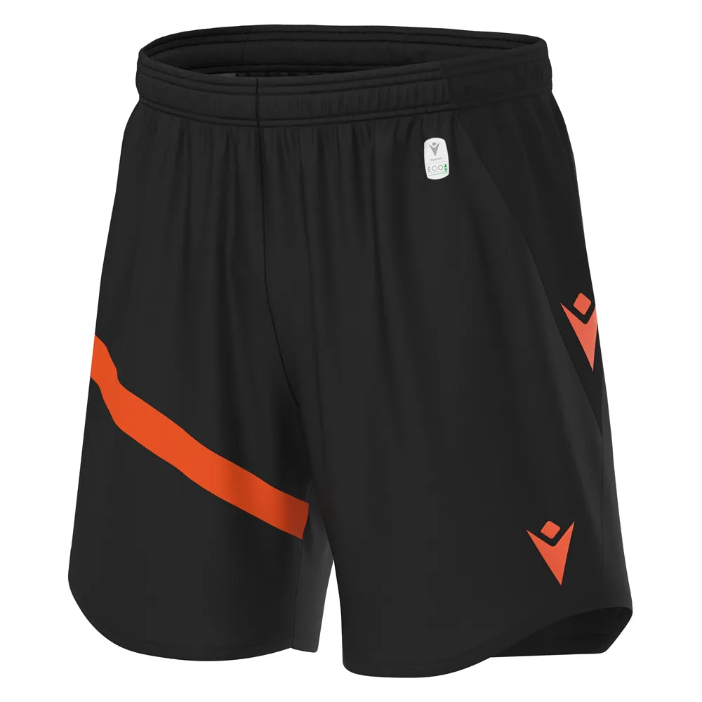Pantaloni scurti fotbal Macron Shen eco, Negru / Portocaliu - imagine 1