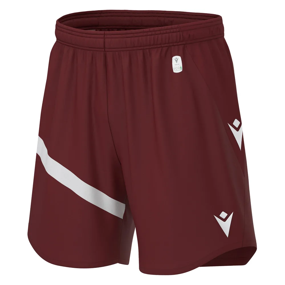 Pantaloni scurti fotbal Macron Shen eco, Visiniu / Alb - imagine 1