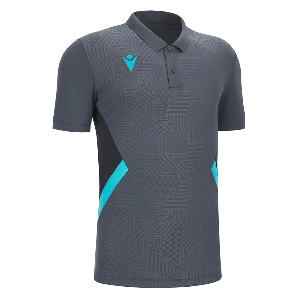 Tricou polo Macron Rap, Gri Antracit / Albastru Sky - imagine 1