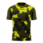 Tricou sport Givova Army, Verde Militar / Galben Fluo - imagine 3