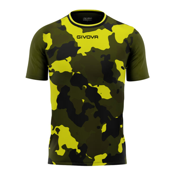 Tricou sport Givova Army, Verde Militar / Galben Fluo - imagine 3