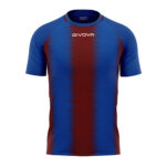 Tricou sport Givova Stripe, Albastru Royal / Visiniu - imagine 5