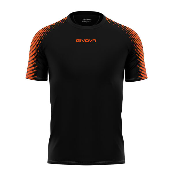 Tricou sport Givova Club, Negru / Portocaliu Fluo - imagine 4