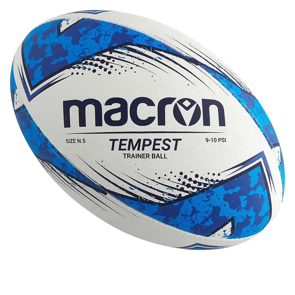Minge rugby Macron Tempest, Alb / Albastru Royal (Nr. 5) - imagine 1