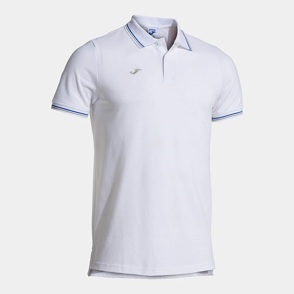 Tricou polo bumbac Joma Confort Classic, Alb / Albastru Royal - imagine 1