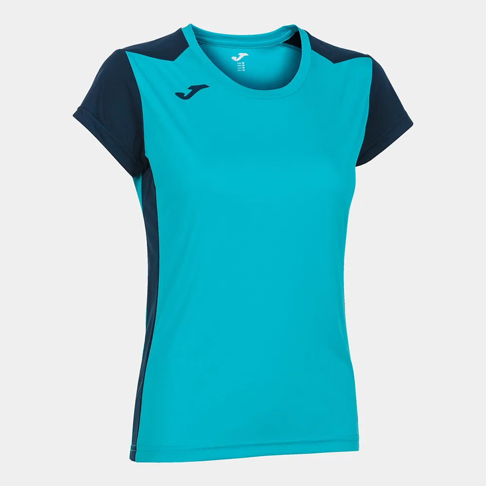 Tricou alergare dama Joma Record II, Turcoaz Fluo / Bleumarin - imagine 1