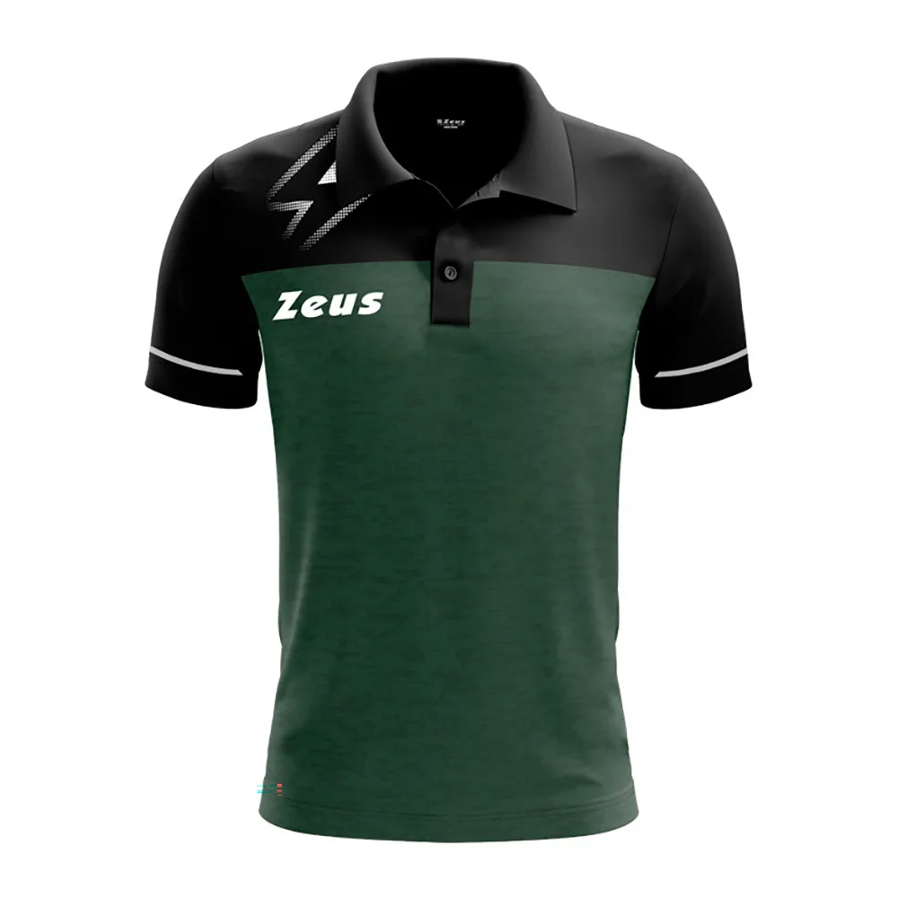 Tricou polo Zeus Bikolor, Negru / Verde militar - imagine 1