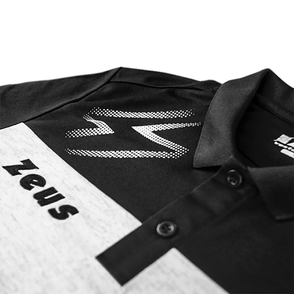 Tricou polo Zeus Bikolor, Alb / Negru - imagine 3
