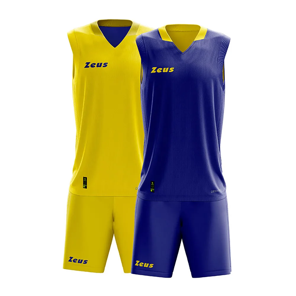 Set echipament baschet Zeus Doblo, Galben / Albastru Royal - imagine 1