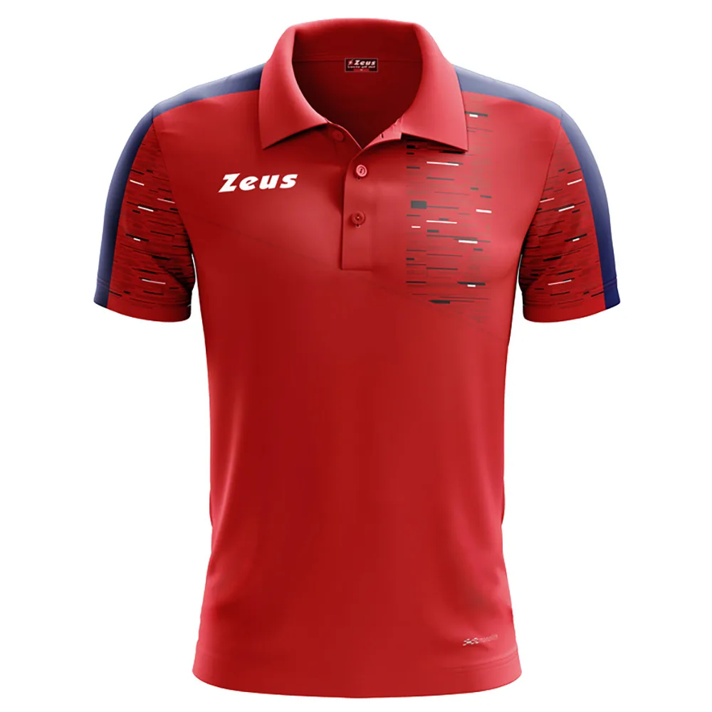 Tricou polo Zeus Glitch, Rosu / Bleumarin - imagine 1