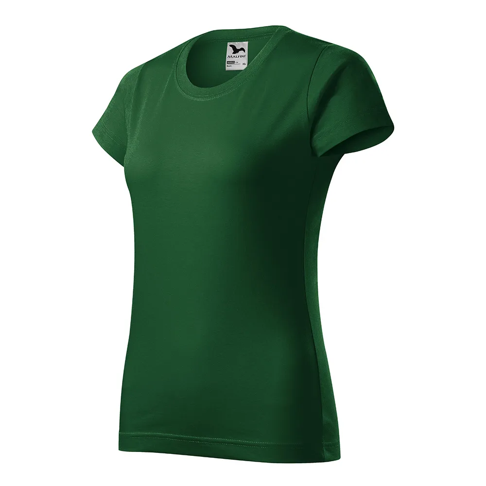 BASIC Tricou bumbac dama Basic, Verde sticla - imagine 1