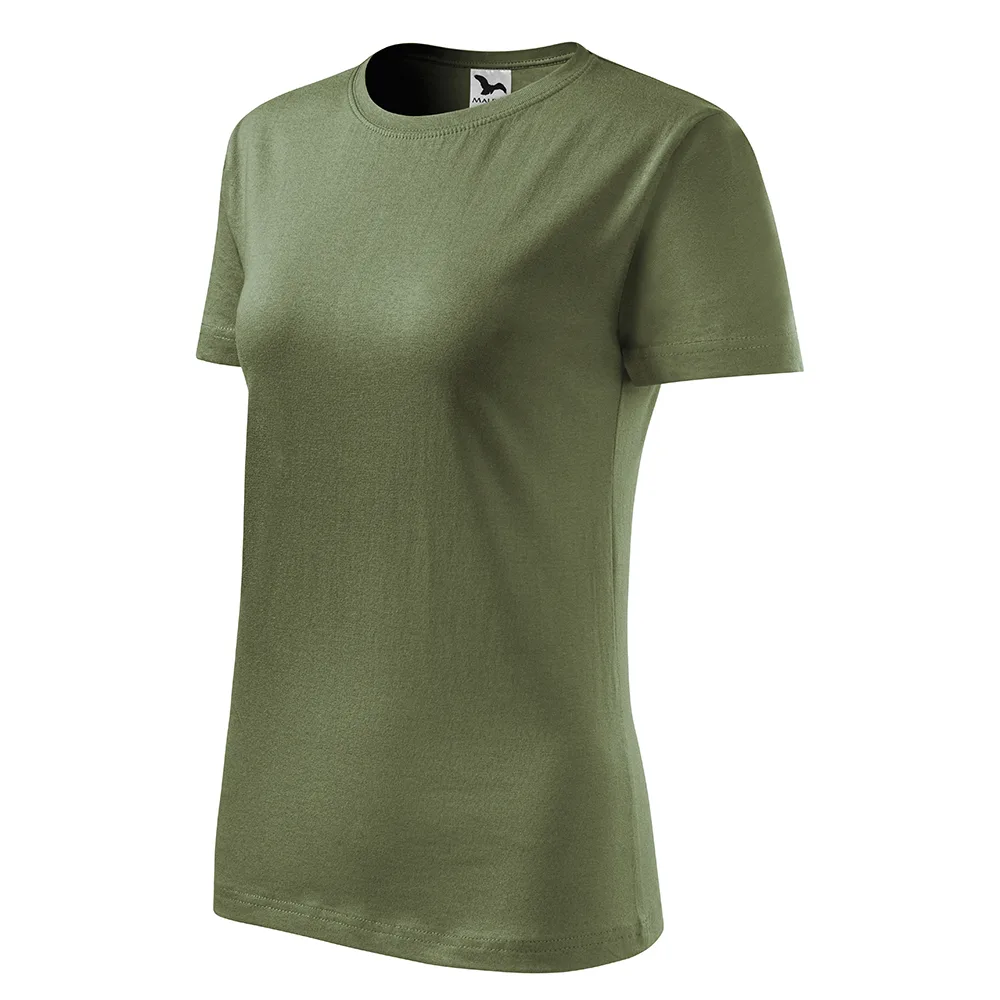 Tricou bumbac dama Basic, Khaki - imagine 1
