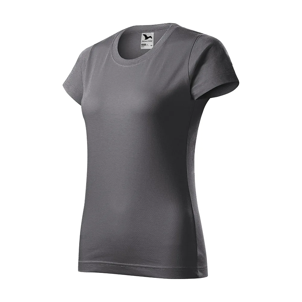 Tricou bumbac dama Basic, Gri metalic - imagine 1