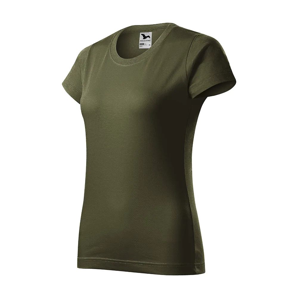 Tricou bumbac dama Basic, Verde militar - imagine 1