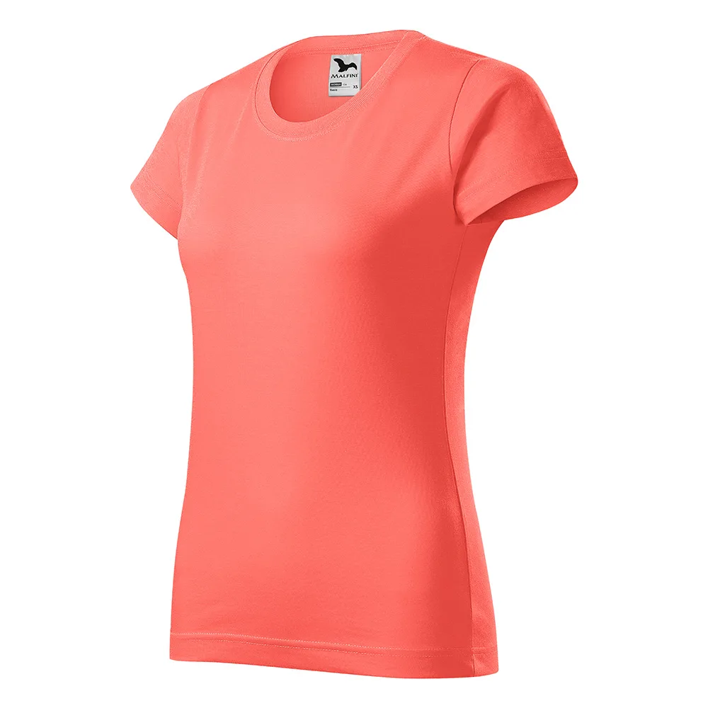Tricou bumbac dama Basic, Coral - imagine 1