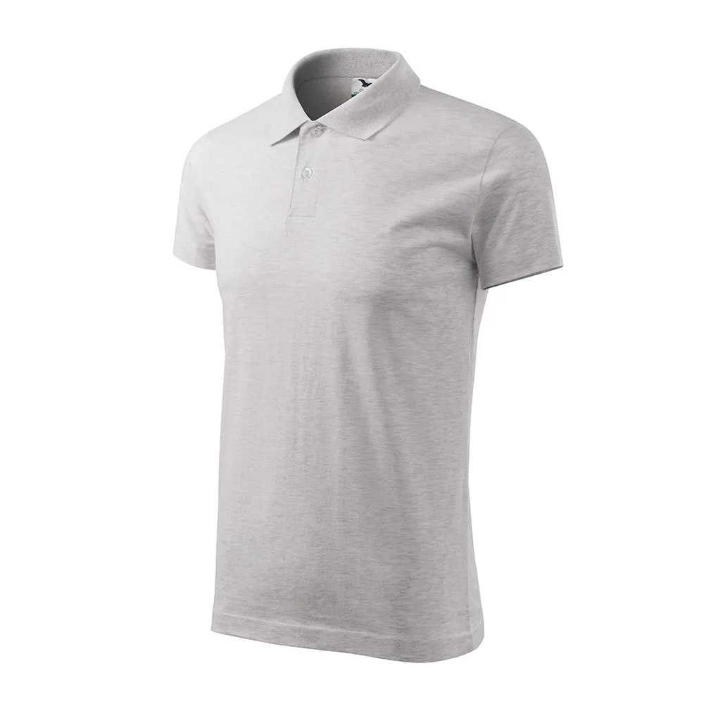 Tricou polo bumbac Single J, Gri deschis - imagine 1
