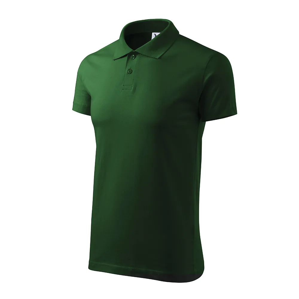 Tricou polo bumbac Single J, Verde sticla - imagine 1
