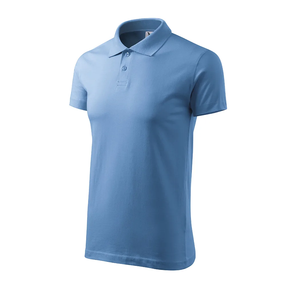 Tricou polo bumbac Single J, Albastru deschis - imagine 1