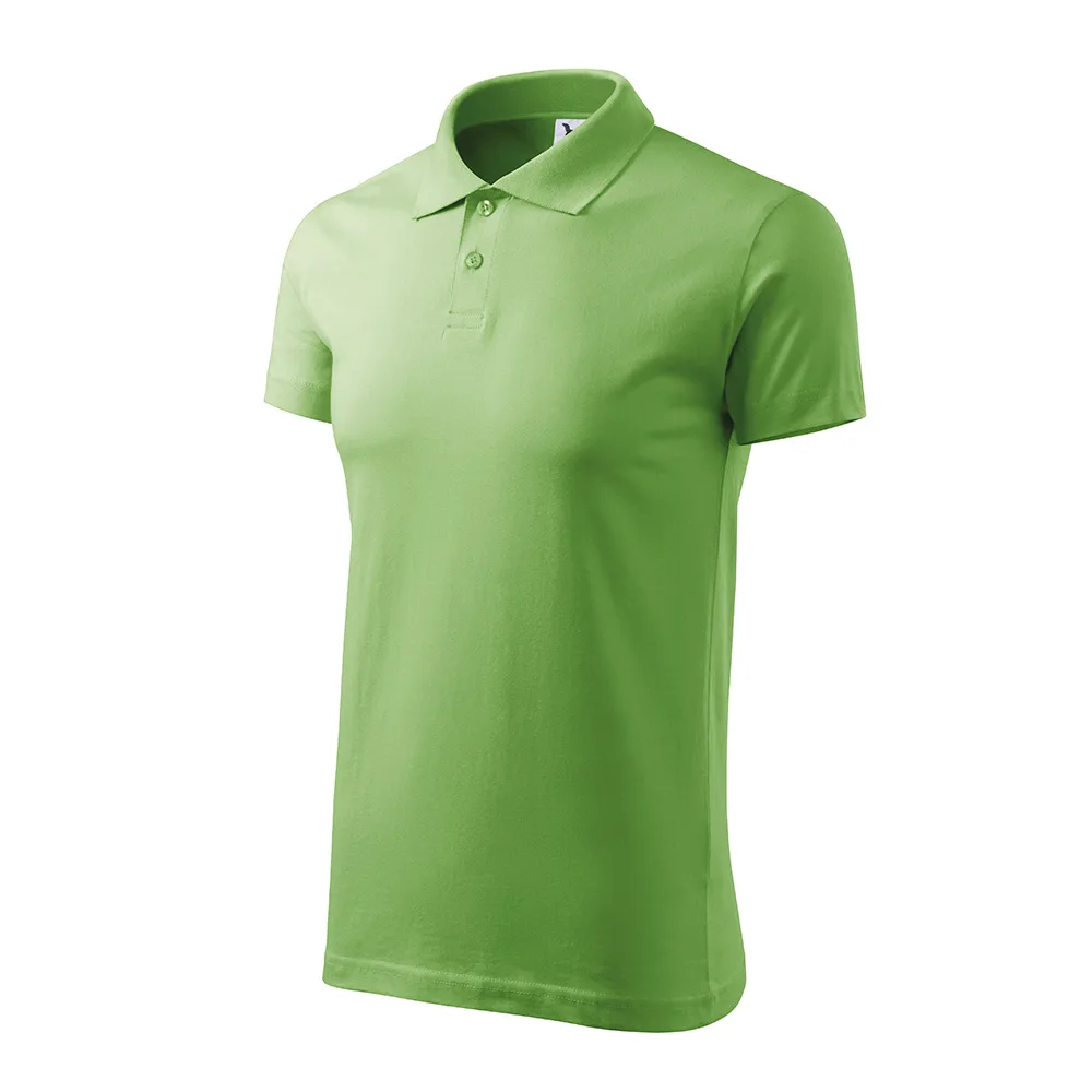 Tricou polo bumbac Single J, Verde iarba - imagine 1