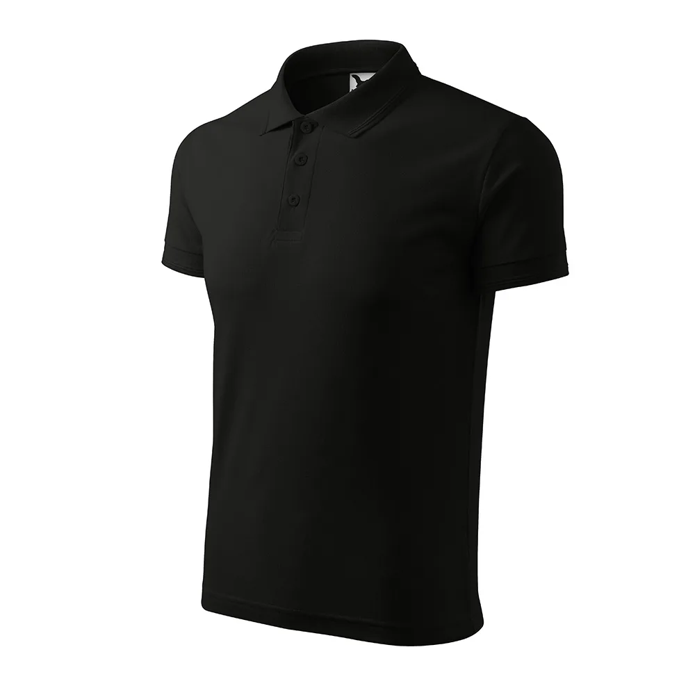 Tricou polo bumbac Pique, Negru - imagine 1