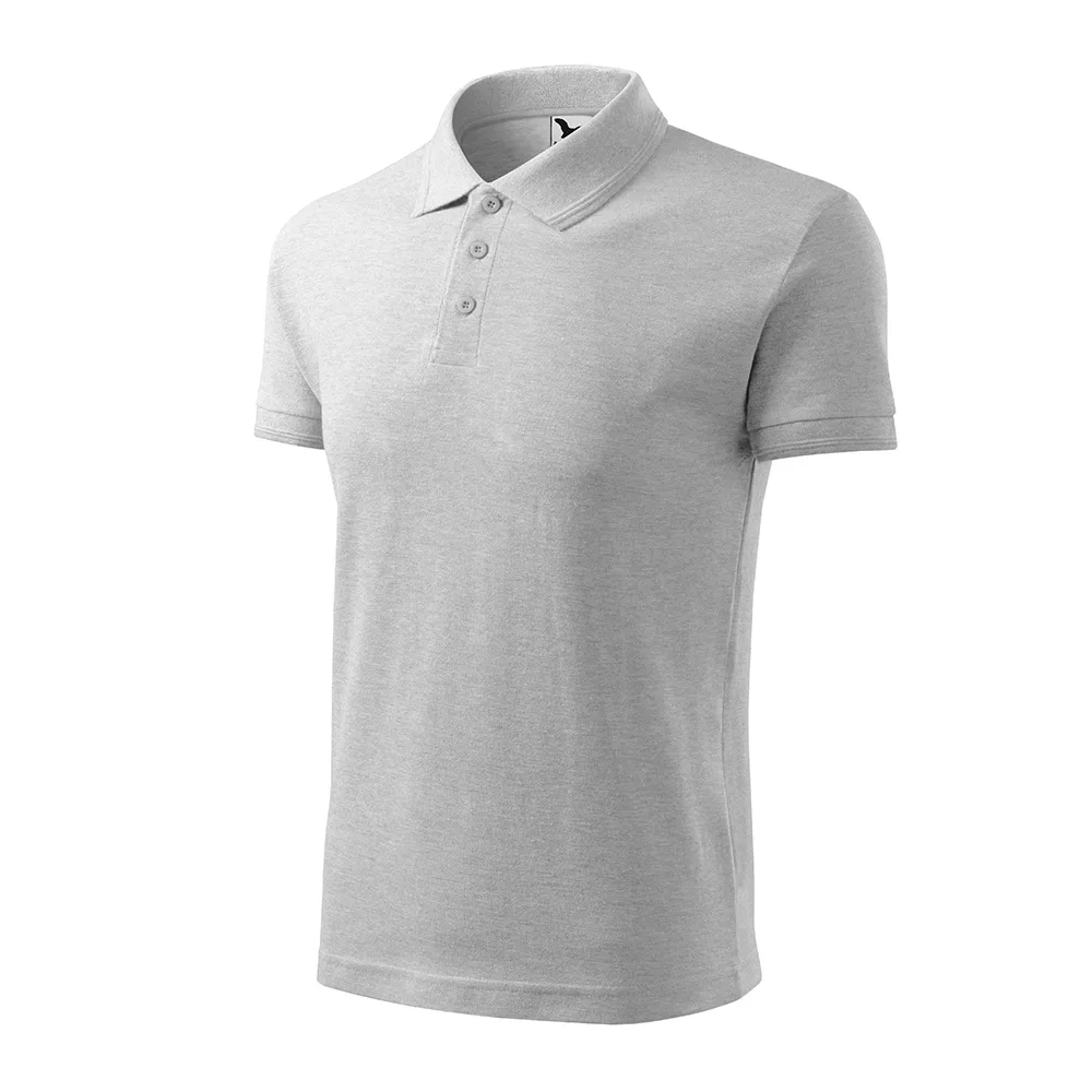 Tricou polo bumbac Pique, Gri deschis - imagine 1