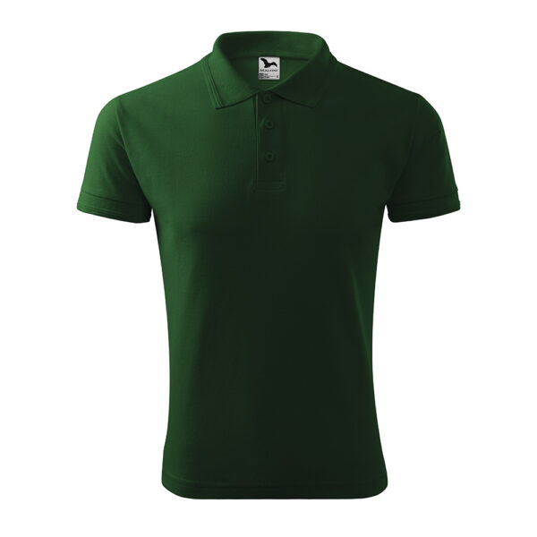 Tricou polo bumbac Pique, Verde Sticla - imagine 2