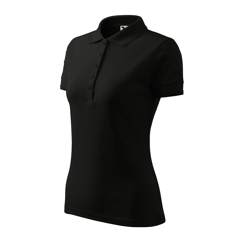 Tricou polo bumbac dama Pique, Negru - imagine 1