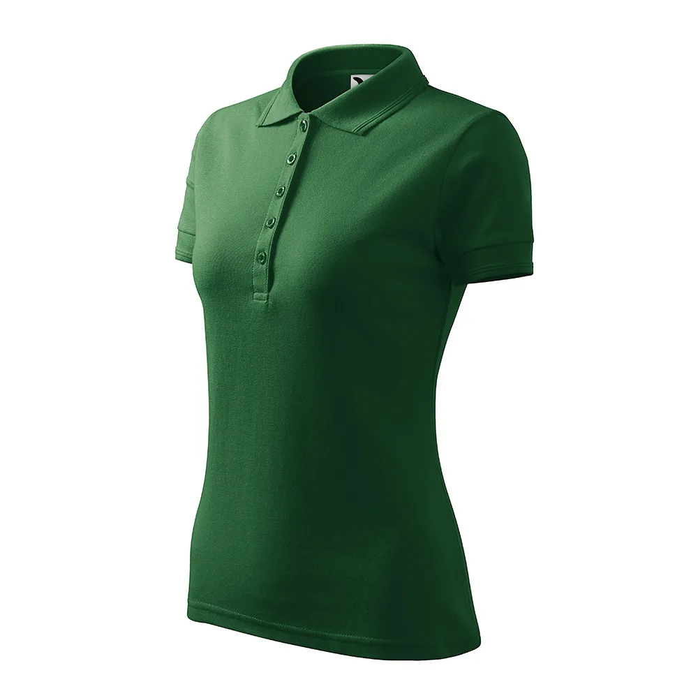 Tricou polo bumbac dama Pique, Verde Sticla - imagine 1