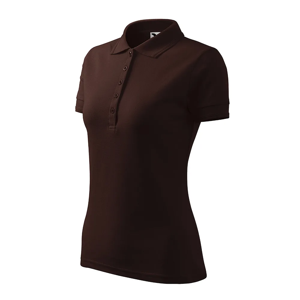 Tricou polo bumbac dama Pique, Cafea - imagine 1
