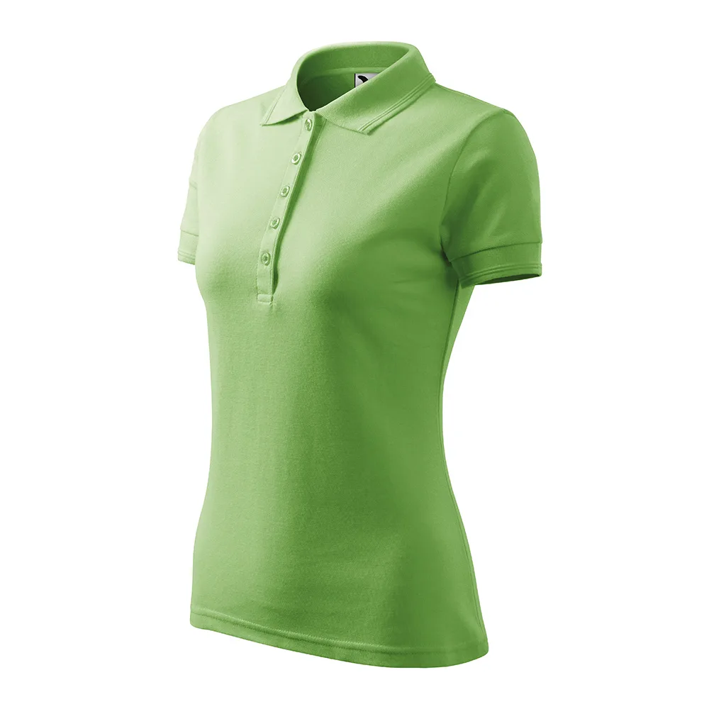 Tricou polo bumbac dama Pique, Verde iarba - imagine 1
