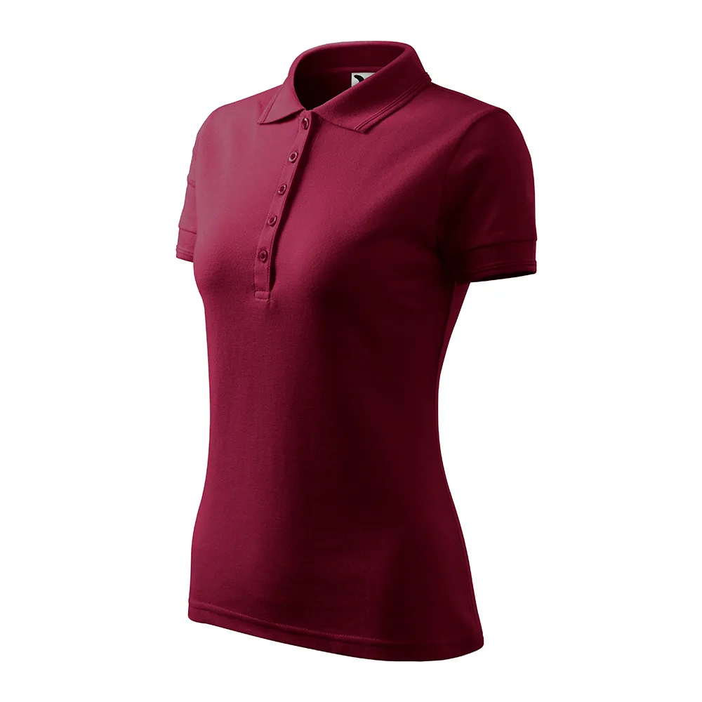 Tricou polo bumbac dama Pique, Garnet - imagine 1