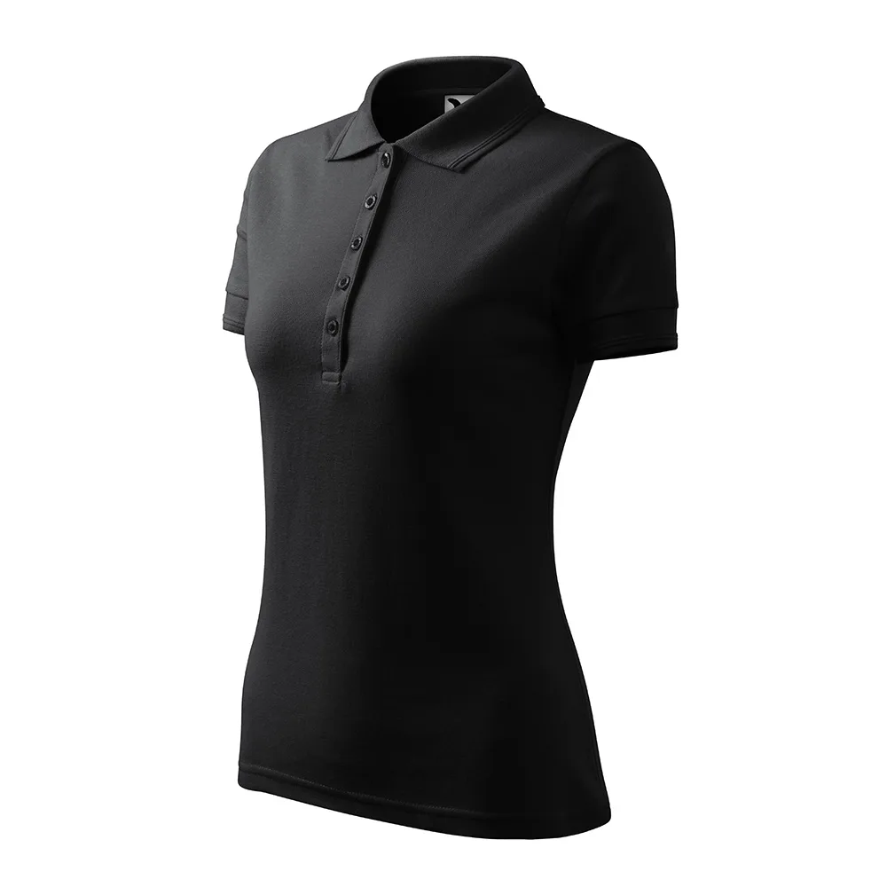 Tricou polo bumbac dama Pique, Ebony Gray - imagine 1