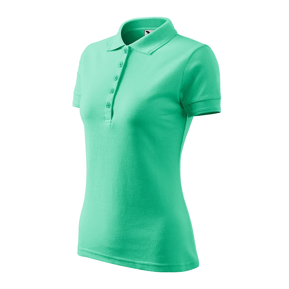 Tricou polo bumbac dama Pique, Verde menta - imagine 1