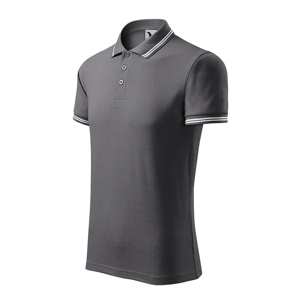 Tricou polo bumbac Urban, Gri metalic - imagine 1