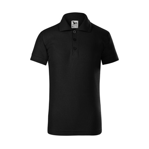 Tricou polo bumbac copii Pique, Negru - imagine 2