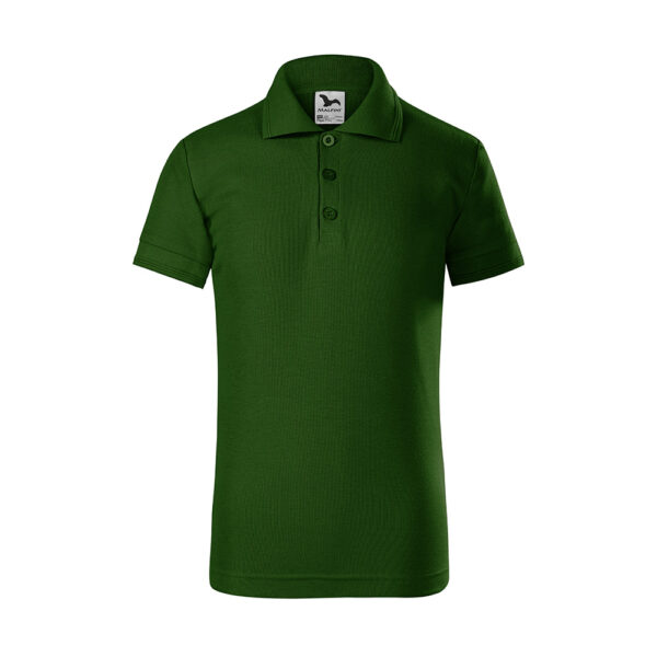 Tricou polo bumbac copii Pique, Verde sticla - imagine 2
