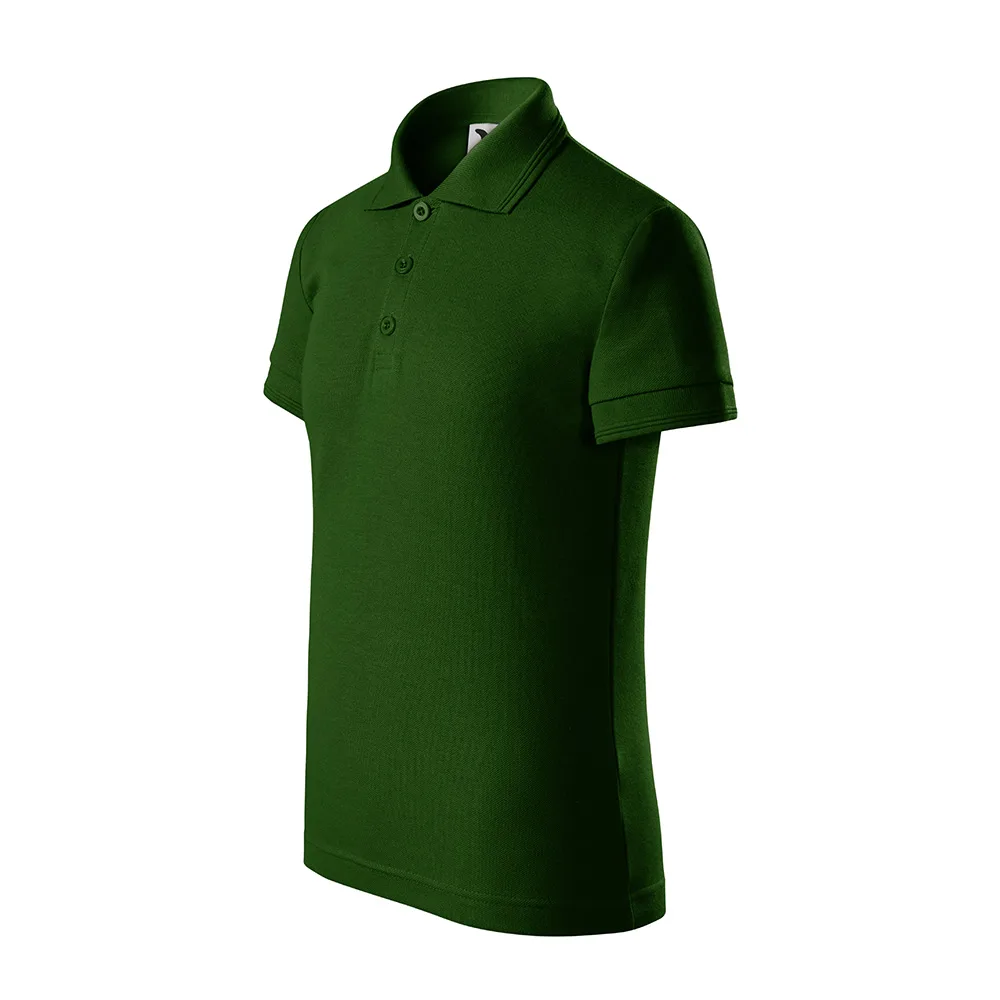 Tricou polo bumbac copii Pique, Verde sticla - imagine 1