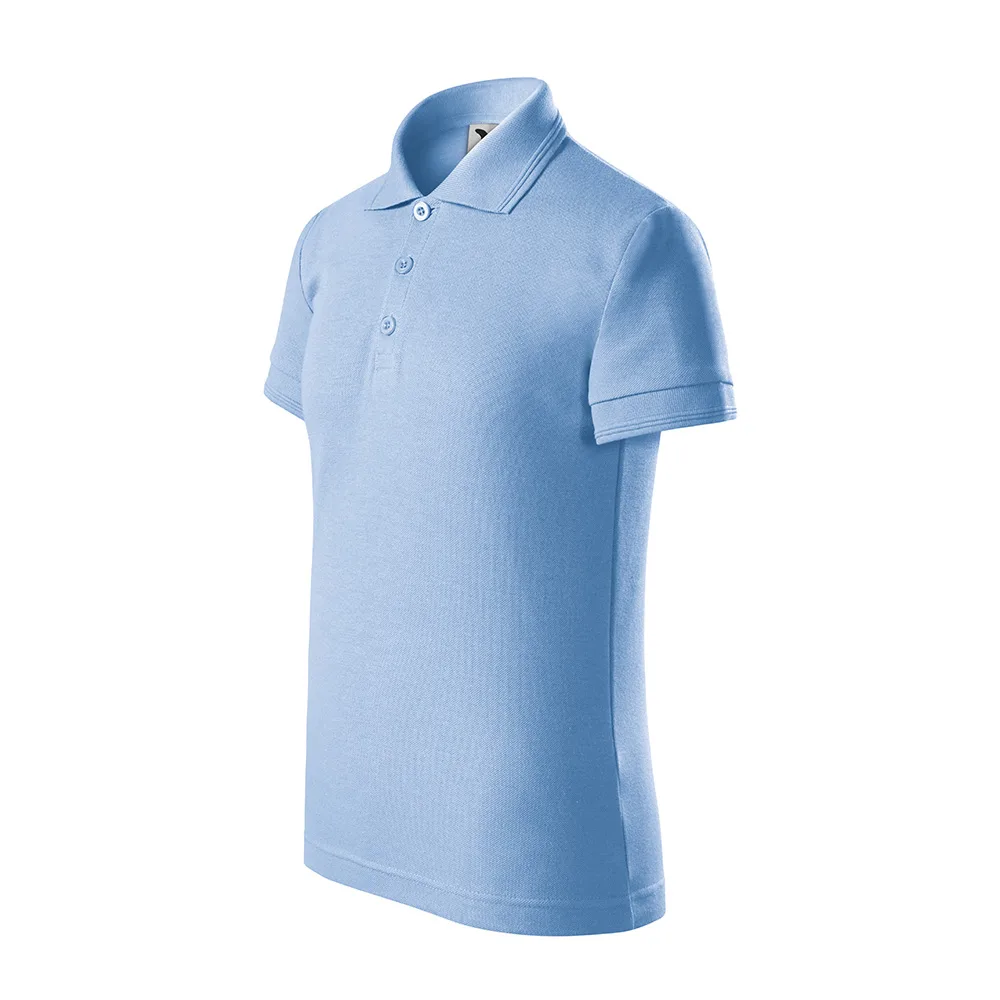 Tricou polo bumbac copii Pique, Albastru deschis - imagine 1