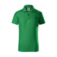 Tricou polo bumbac copii Pique, Verde mediu - imagine 2
