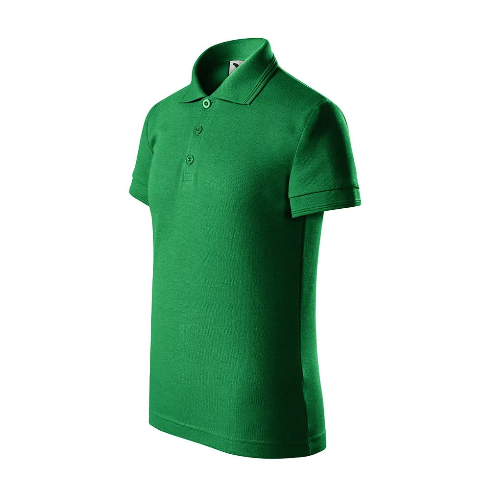 Tricou polo bumbac copii Pique, Verde mediu - imagine 1