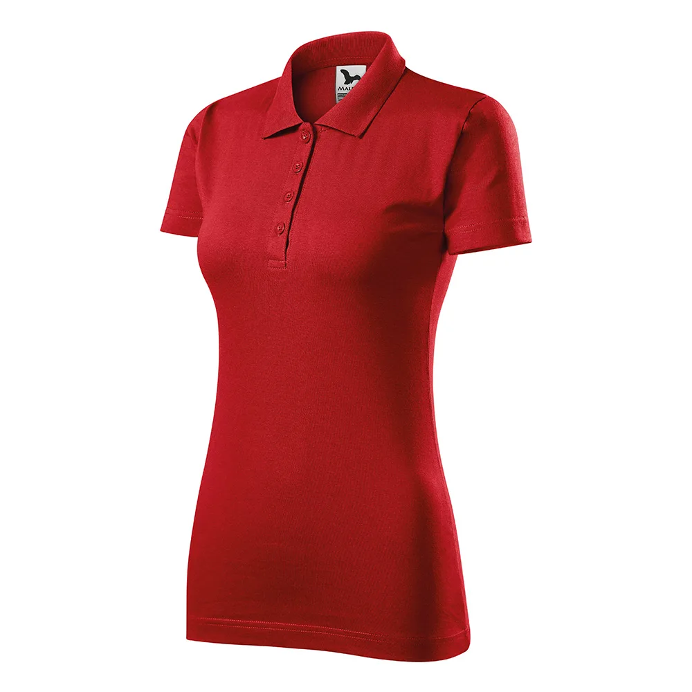 Tricou polo bumbac dama Single J, Rosu - imagine 1